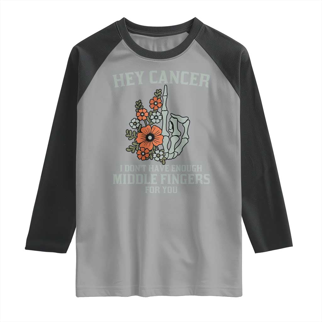 Anti Cancer Skeleton Middle Finger Raglan Shirt Floral Fck Cancer - Wonder Print Shop