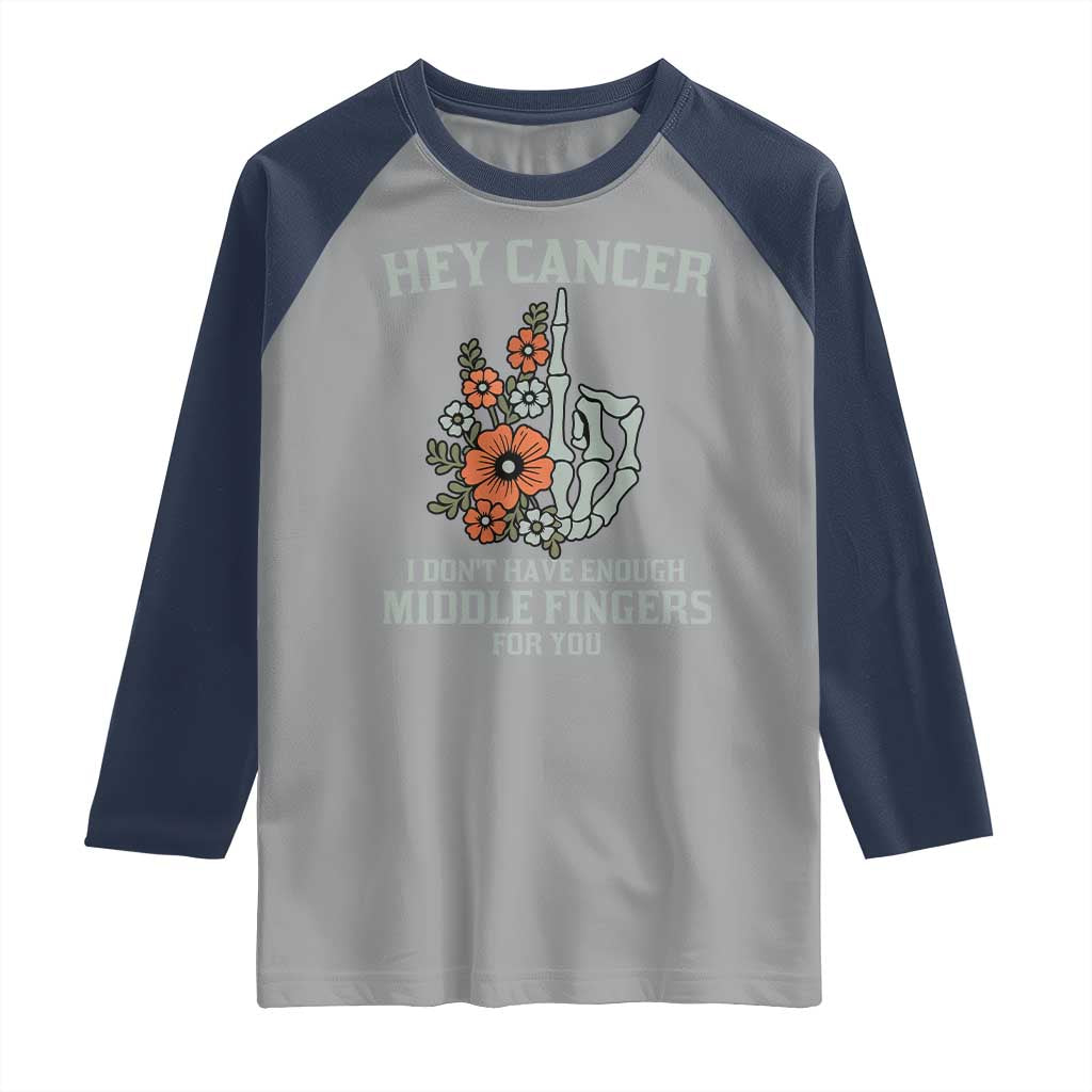 Anti Cancer Skeleton Middle Finger Raglan Shirt Floral Fck Cancer - Wonder Print Shop