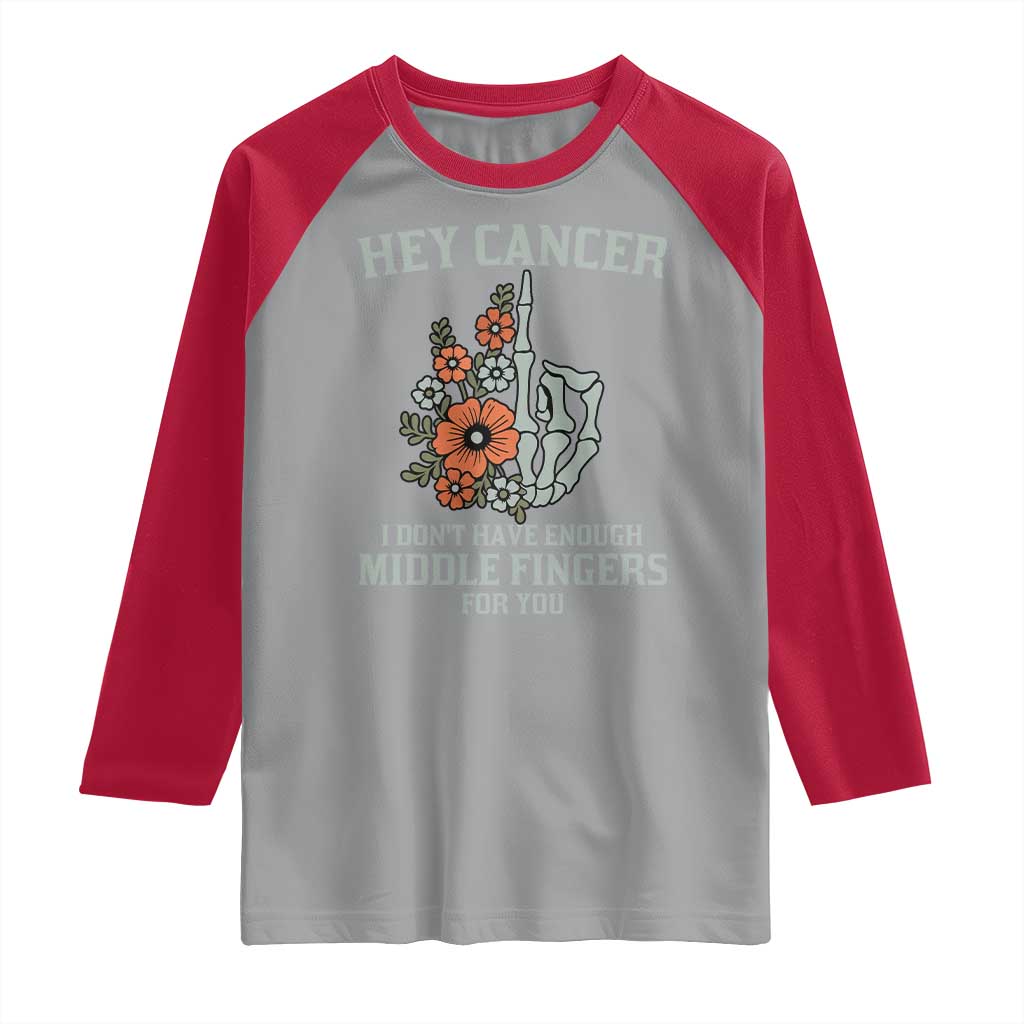 Anti Cancer Skeleton Middle Finger Raglan Shirt Floral Fck Cancer - Wonder Print Shop