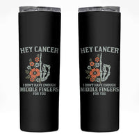 Anti Cancer Skeleton Middle Finger Skinny Tumbler Floral Fck Cancer - Wonder Print Shop