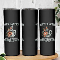 Anti Cancer Skeleton Middle Finger Skinny Tumbler Floral Fck Cancer - Wonder Print Shop