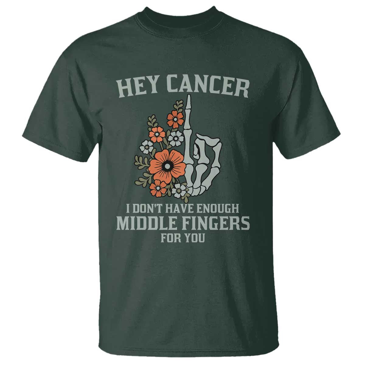 Anti Cancer Skeleton Middle Finger T Shirt Floral Fck Cancer - Wonder Print Shop