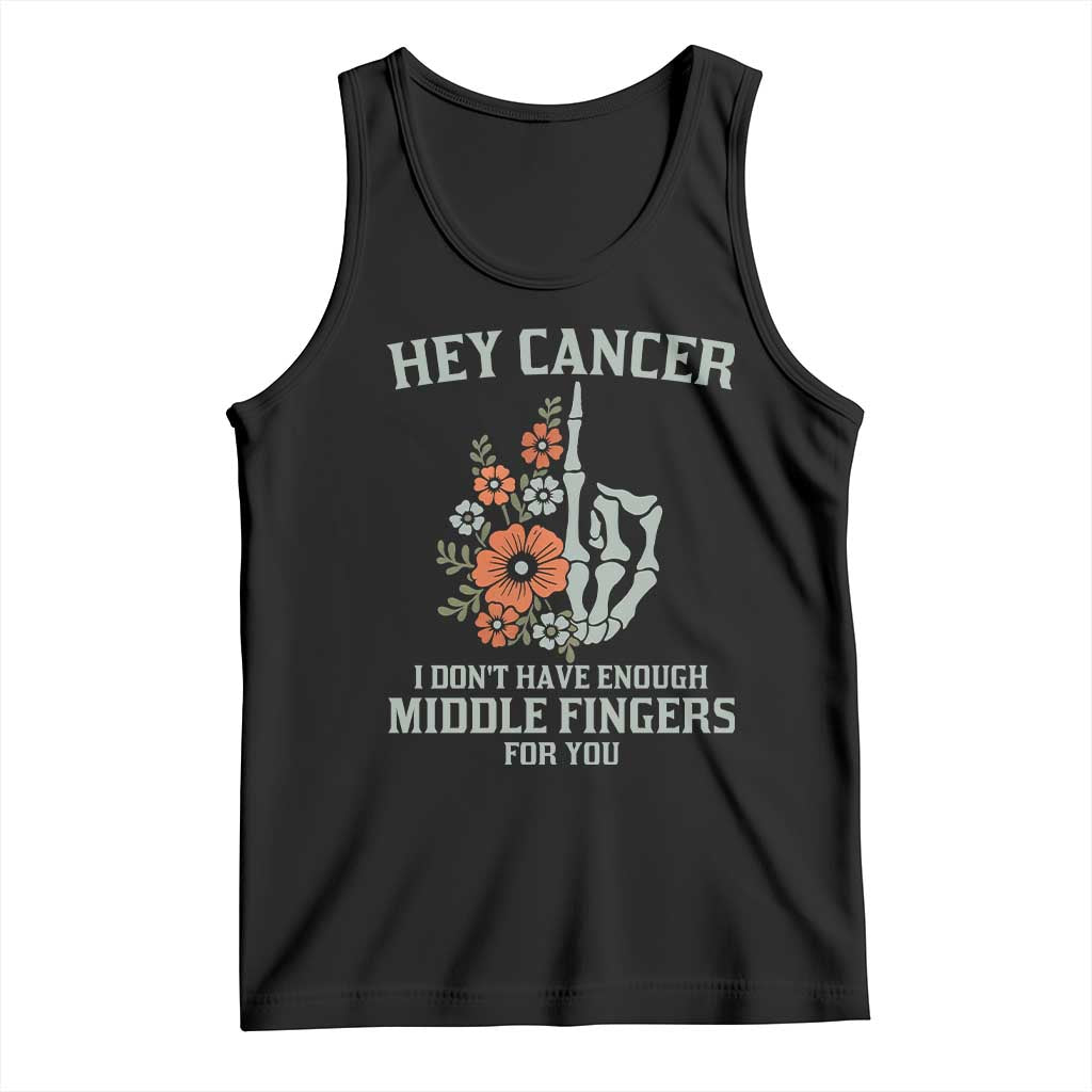 Anti Cancer Skeleton Middle Finger Tank Top Floral Fck Cancer - Wonder Print Shop