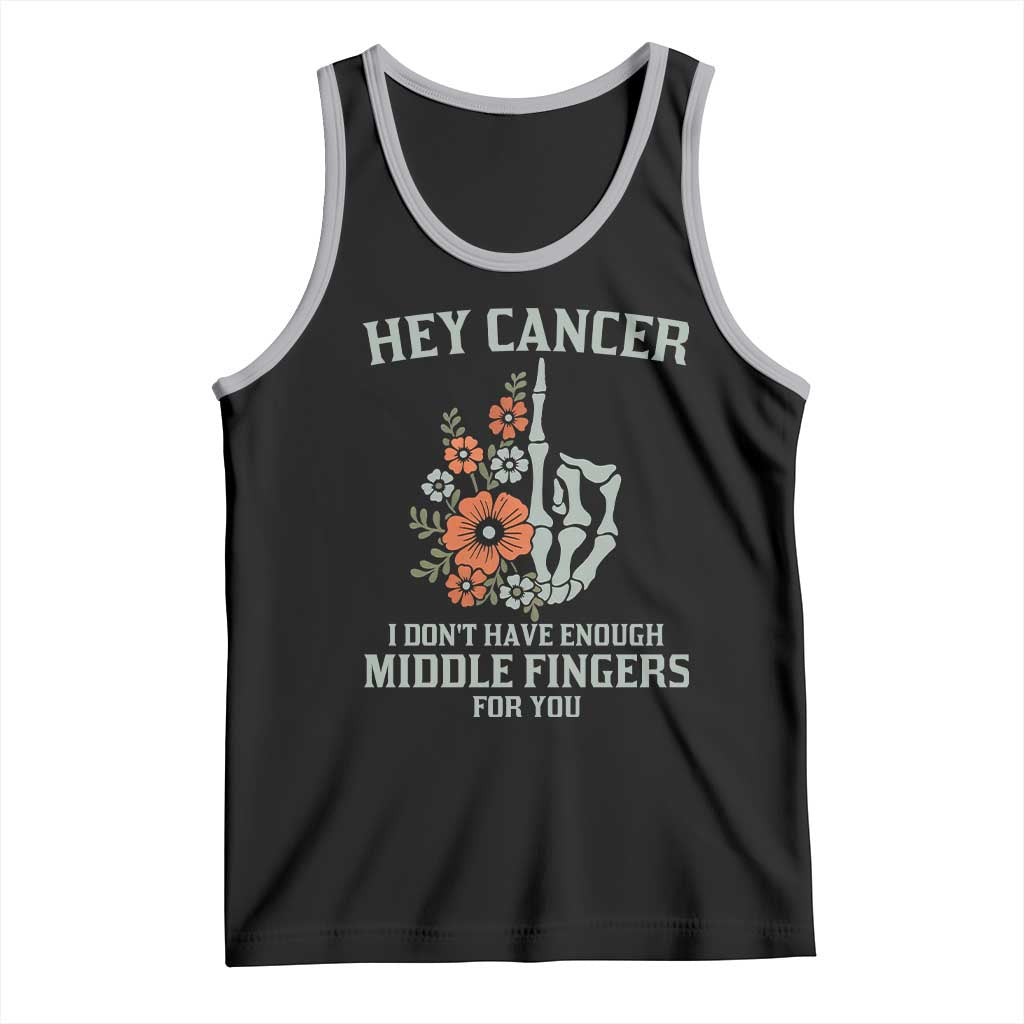 Anti Cancer Skeleton Middle Finger Tank Top Floral Fck Cancer - Wonder Print Shop