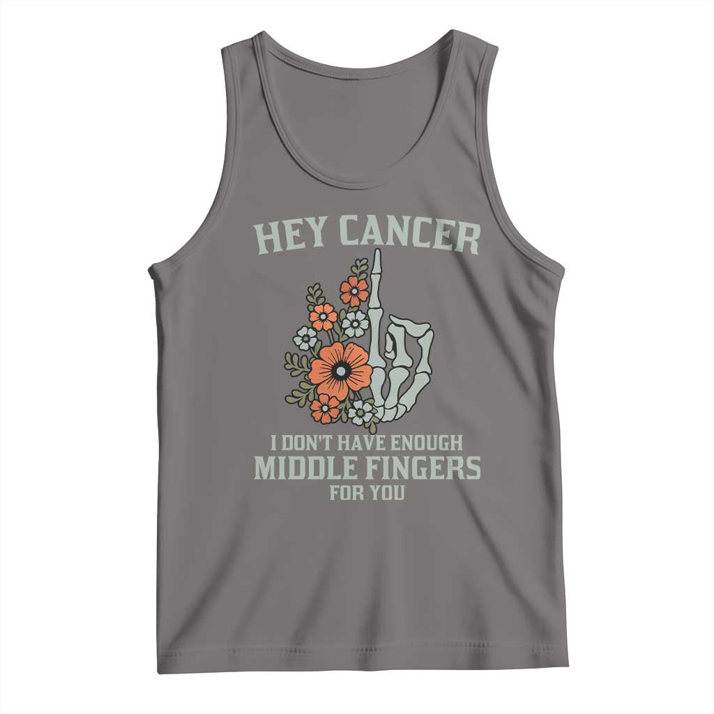 Anti Cancer Skeleton Middle Finger Tank Top Floral Fck Cancer - Wonder Print Shop