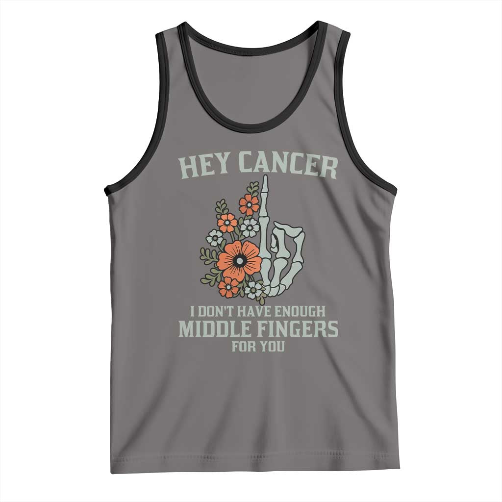Anti Cancer Skeleton Middle Finger Tank Top Floral Fck Cancer - Wonder Print Shop