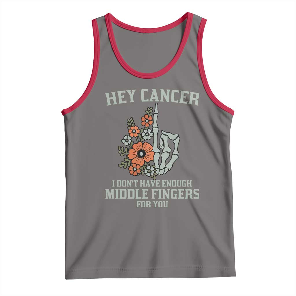 Anti Cancer Skeleton Middle Finger Tank Top Floral Fck Cancer - Wonder Print Shop