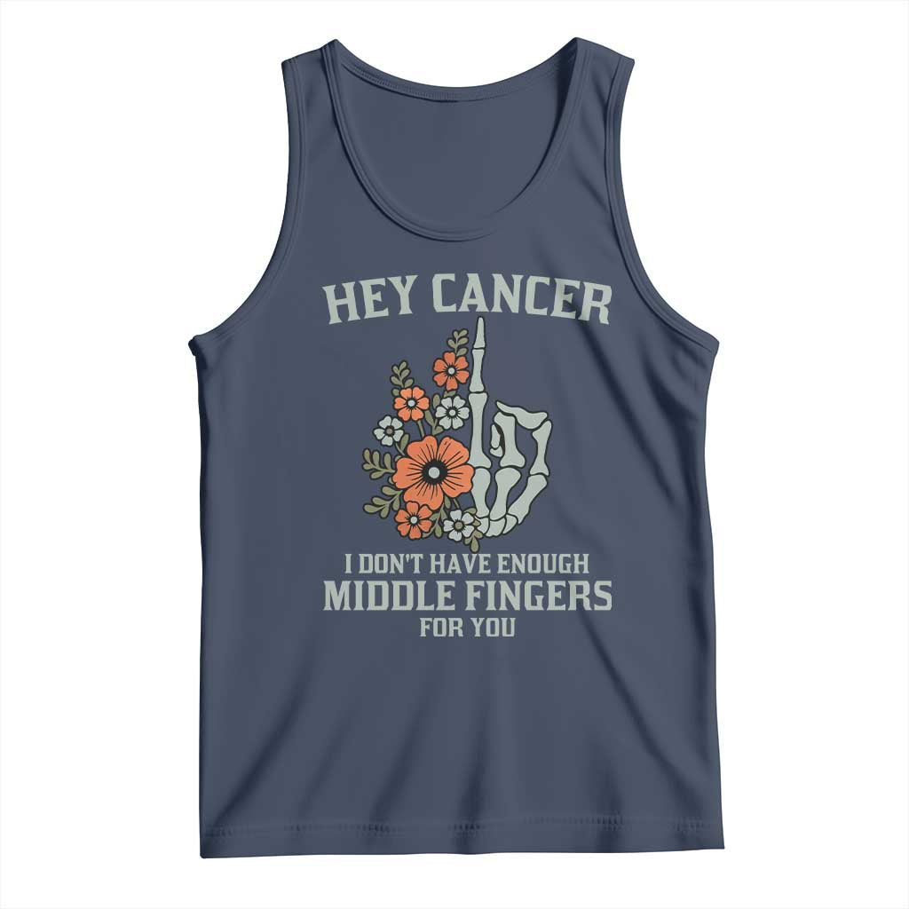 Anti Cancer Skeleton Middle Finger Tank Top Floral Fck Cancer - Wonder Print Shop