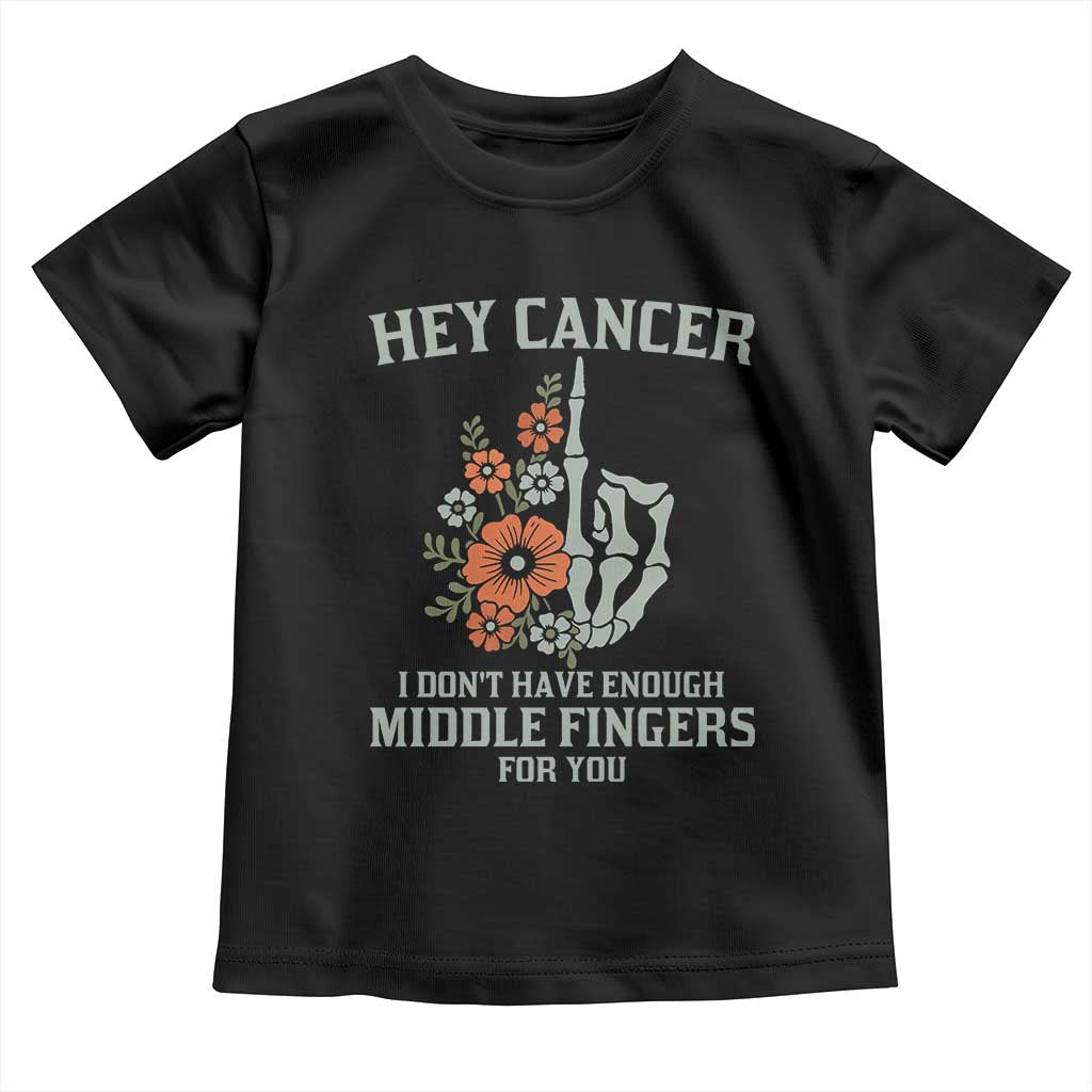 Anti Cancer Skeleton Middle Finger Toddler T Shirt Floral Fck Cancer - Wonder Print Shop