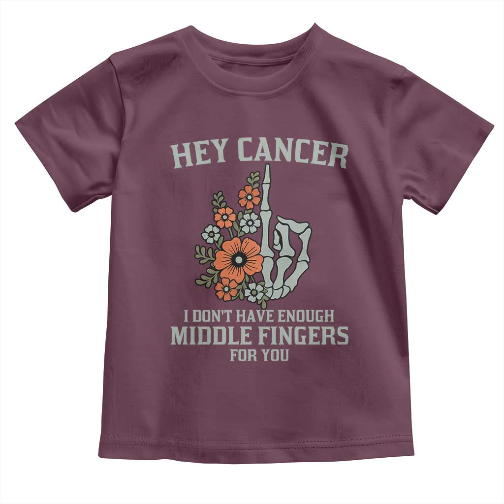 Anti Cancer Skeleton Middle Finger Toddler T Shirt Floral Fck Cancer - Wonder Print Shop