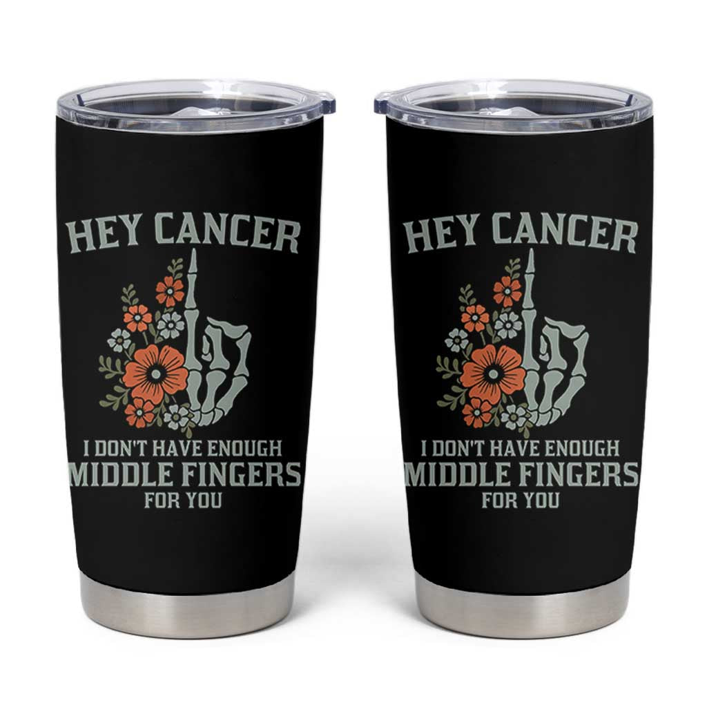 Anti Cancer Skeleton Middle Finger Tumbler Cup Floral Fck Cancer - Wonder Print Shop