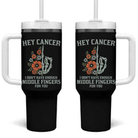 Anti Cancer Skeleton Middle Finger Tumbler With Handle Floral Fck Cancer - Wonder Print Shop