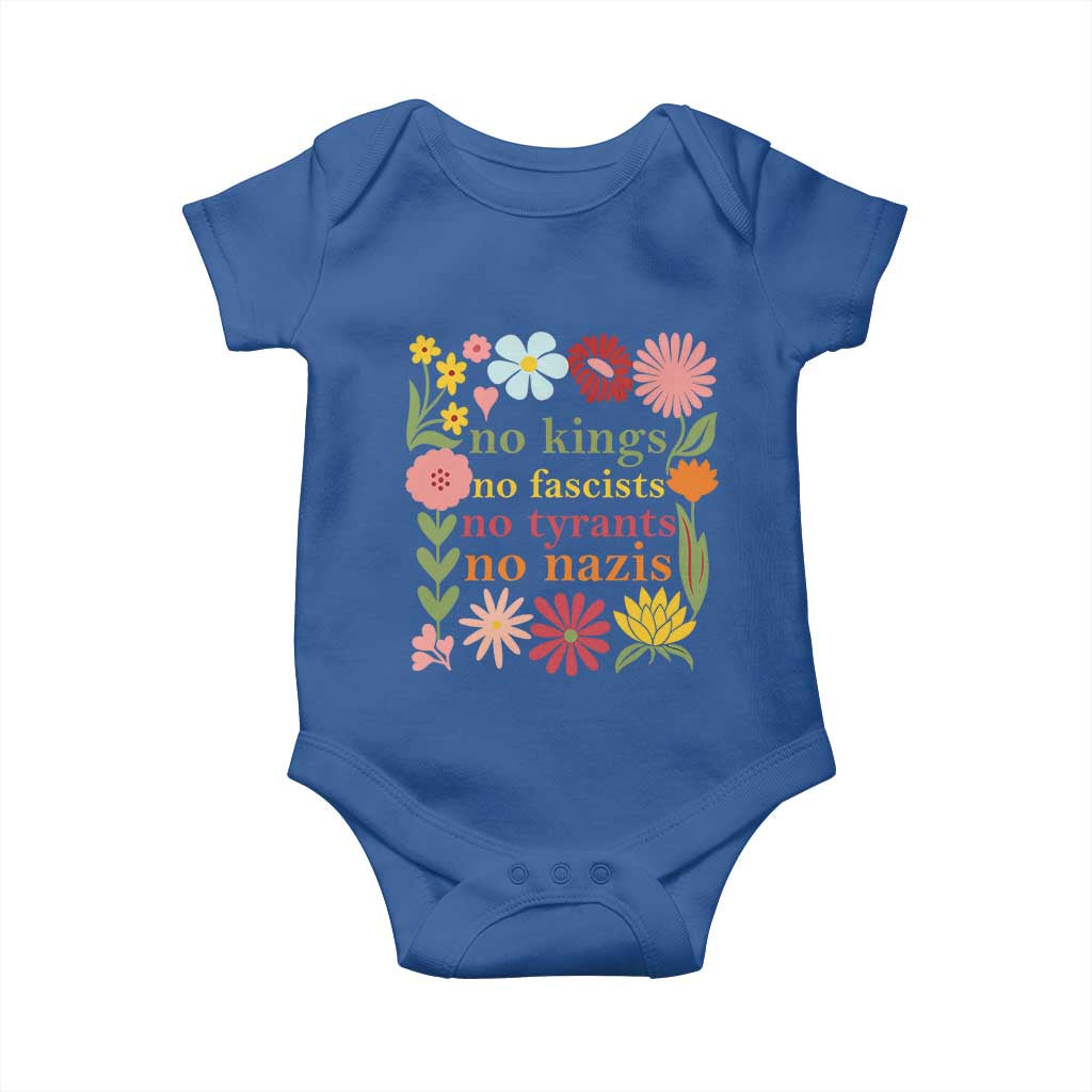 No Kings No Fascists No Tyrants No Nazis Baby Onesie Subtle Resist Retro Boho Floral - Wonder Print Shop