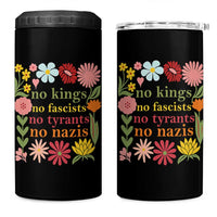 No Kings No Fascists No Tyrants No Nazis 4 in 1 Can Cooler Tumbler Subtle Resist Retro Boho Floral - Wonder Print Shop