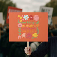 No Kings No Fascists No Tyrants No Nazis Protest Sign Subtle Resist Retro Boho Floral - Wonder Print Shop