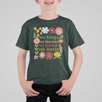 No Kings No Fascists No Tyrants No Nazis T Shirt For Kid Subtle Resist Retro Boho Floral - Wonder Print Shop