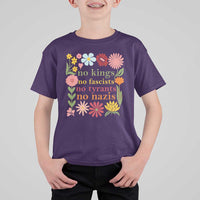 No Kings No Fascists No Tyrants No Nazis T Shirt For Kid Subtle Resist Retro Boho Floral - Wonder Print Shop