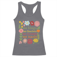 No Kings No Fascists No Tyrants No Nazis Racerback Tank Top Subtle Resist Retro Boho Floral - Wonder Print Shop