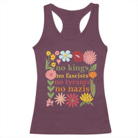 No Kings No Fascists No Tyrants No Nazis Racerback Tank Top Subtle Resist Retro Boho Floral - Wonder Print Shop
