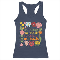 No Kings No Fascists No Tyrants No Nazis Racerback Tank Top Subtle Resist Retro Boho Floral - Wonder Print Shop