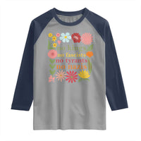 No Kings No Fascists No Tyrants No Nazis Raglan Shirt Subtle Resist Retro Boho Floral - Wonder Print Shop