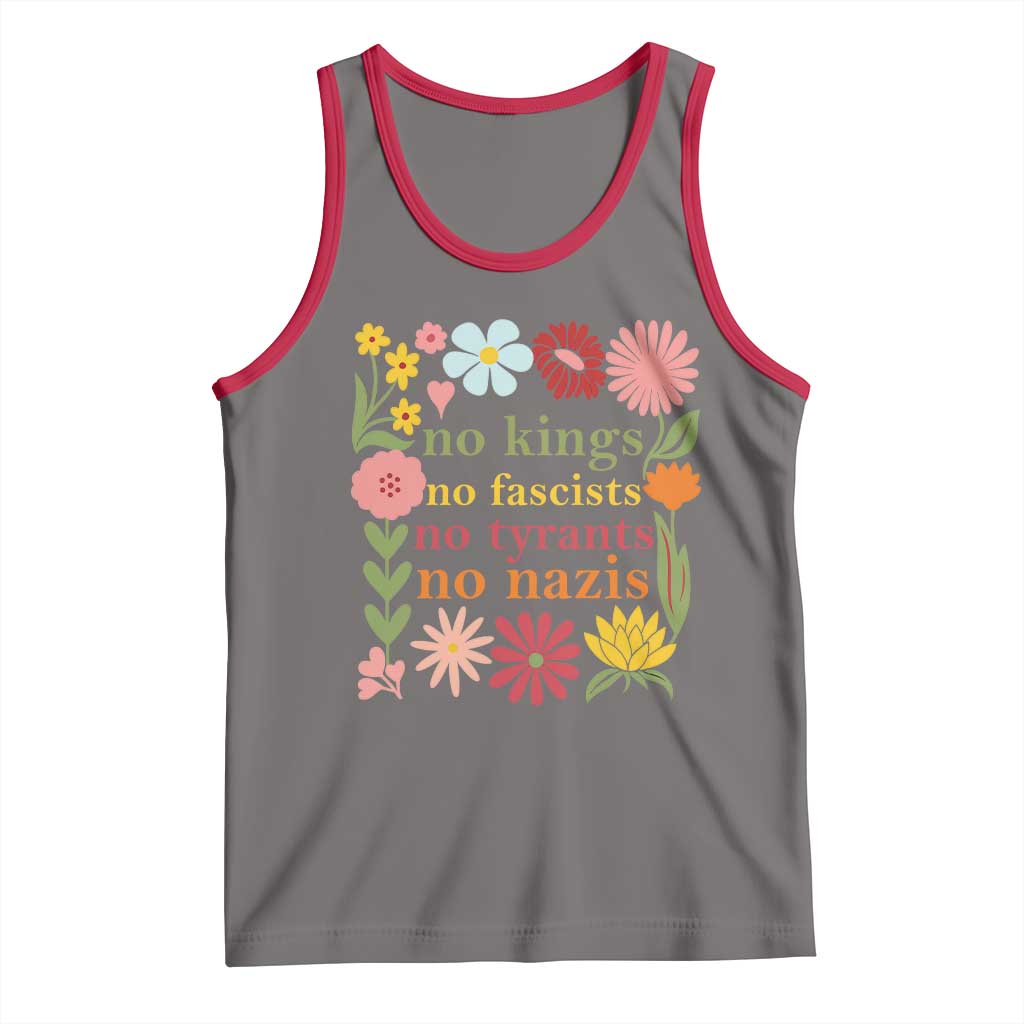 No Kings No Fascists No Tyrants No Nazis Tank Top Subtle Resist Retro Boho Floral - Wonder Print Shop