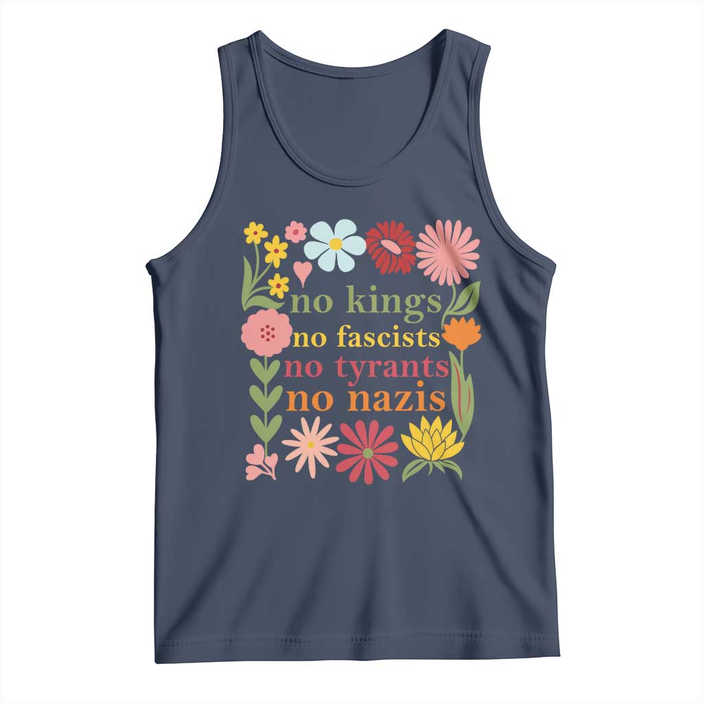 No Kings No Fascists No Tyrants No Nazis Tank Top Subtle Resist Retro Boho Floral - Wonder Print Shop