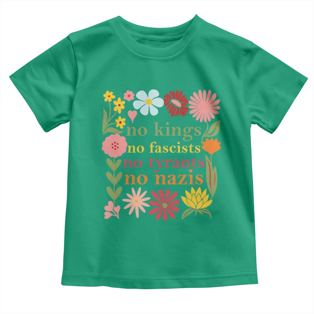 No Kings No Fascists No Tyrants No Nazis Toddler T Shirt Subtle Resist Retro Boho Floral - Wonder Print Shop