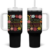 No Kings No Fascists No Tyrants No Nazis Tumbler With Handle Subtle Resist Retro Boho Floral - Wonder Print Shop