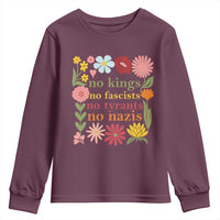 No Kings No Fascists No Tyrants No Nazis Youth Sweatshirt Subtle Resist Retro Boho Floral - Wonder Print Shop