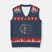 No Kings No Fascists No Tyrants No Nazis V-Neck Knit Sweater Vest Resist Retro Boho Floral Peace Sign - Wonder Print Shop