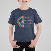 No Kings No Fascists No Tyrants No Nazis T Shirt For Kid Resist Retro Boho Floral Peace Sign - Wonder Print Shop
