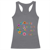 No Kings No Fascists No Tyrants No Nazis Racerback Tank Top Resist Retro Boho Floral Peace Sign - Wonder Print Shop