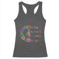 No Kings No Fascists No Tyrants No Nazis Racerback Tank Top Resist Retro Boho Floral Peace Sign - Wonder Print Shop