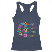 No Kings No Fascists No Tyrants No Nazis Racerback Tank Top Resist Retro Boho Floral Peace Sign - Wonder Print Shop