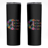 No Kings No Fascists No Tyrants No Nazis Skinny Tumbler Resist Retro Boho Floral Peace Sign - Wonder Print Shop