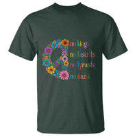 No Kings No Fascists No Tyrants No Nazis T Shirt Resist Retro Boho Floral Peace Sign - Wonder Print Shop
