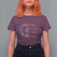 No Kings No Fascists No Tyrants No Nazis T Shirt For Women Resist Retro Boho Floral Peace Sign - Wonder Print Shop