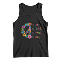 No Kings No Fascists No Tyrants No Nazis Tank Top Resist Retro Boho Floral Peace Sign - Wonder Print Shop