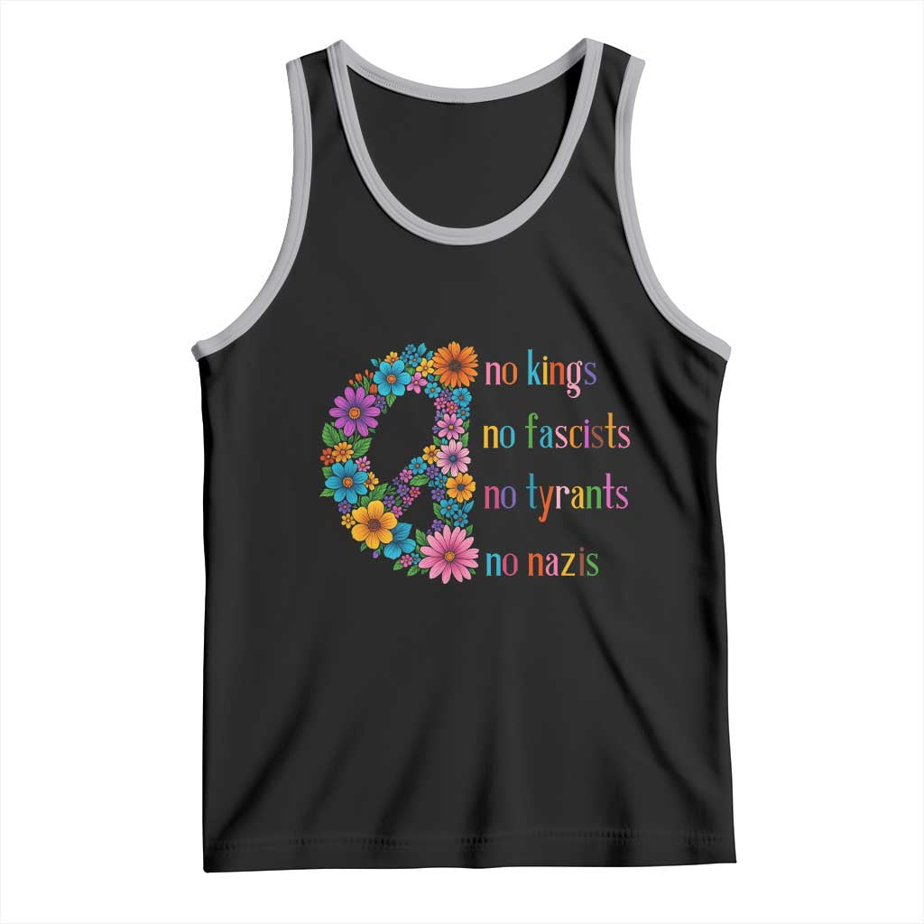 No Kings No Fascists No Tyrants No Nazis Tank Top Resist Retro Boho Floral Peace Sign - Wonder Print Shop