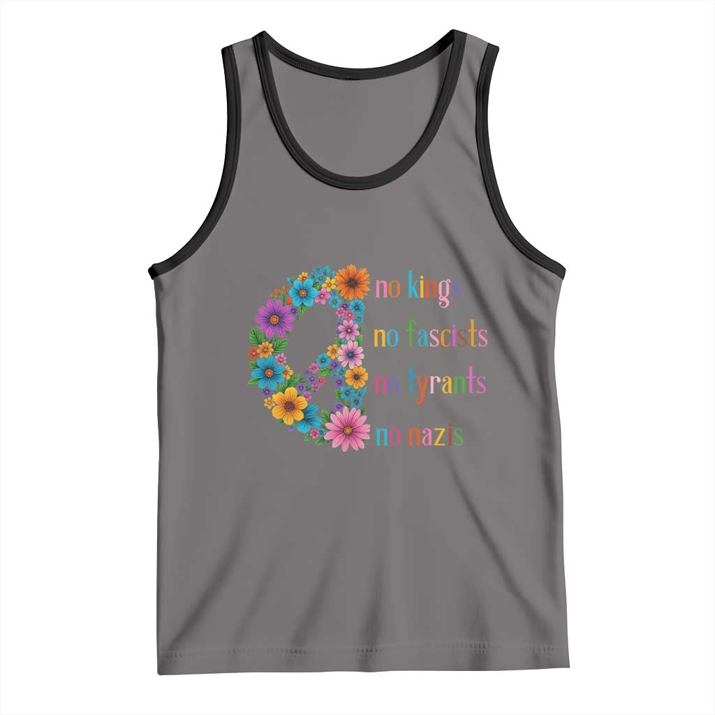 No Kings No Fascists No Tyrants No Nazis Tank Top Resist Retro Boho Floral Peace Sign - Wonder Print Shop