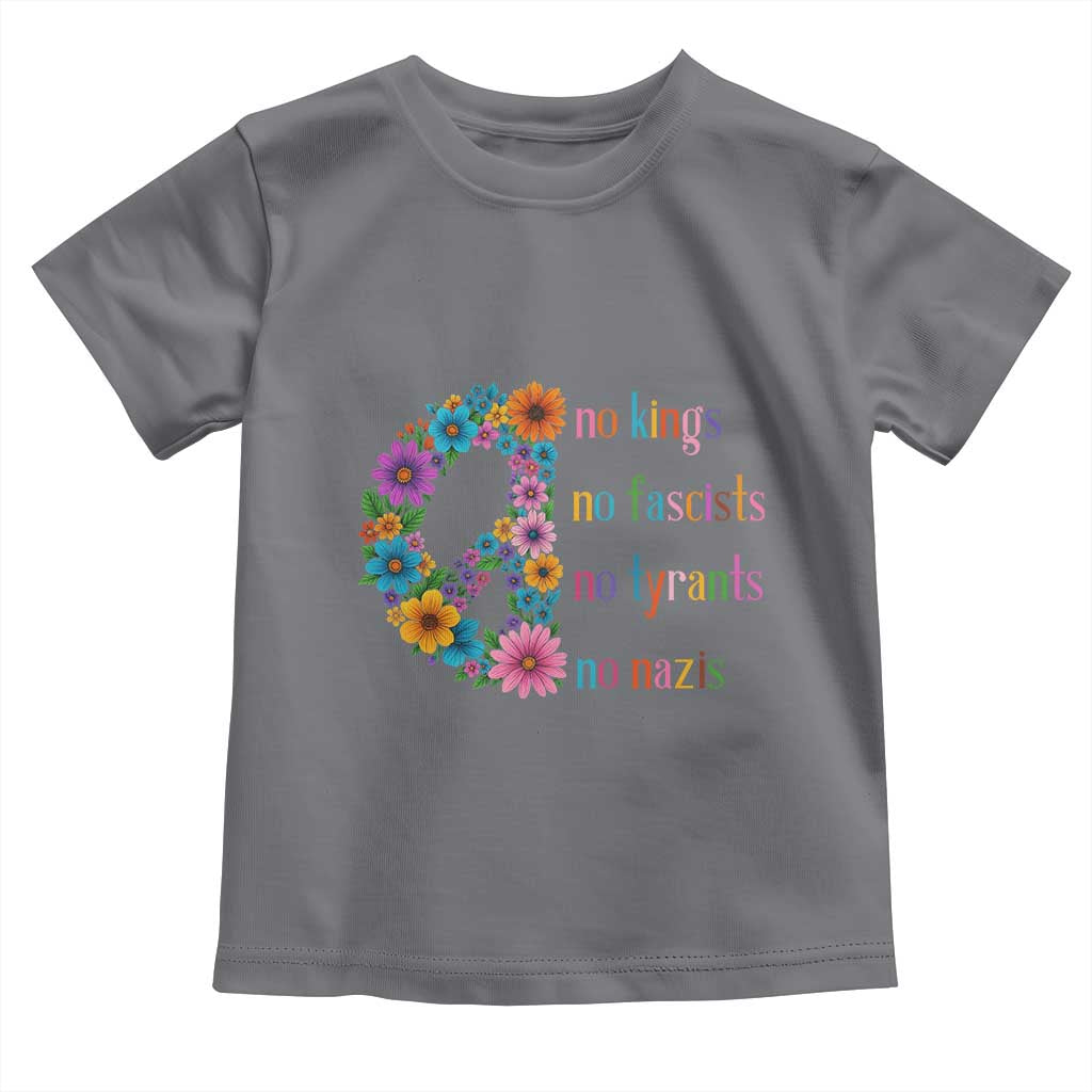 No Kings No Fascists No Tyrants No Nazis Toddler T Shirt Resist Retro Boho Floral Peace Sign - Wonder Print Shop