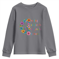 No Kings No Fascists No Tyrants No Nazis Youth Sweatshirt Resist Retro Boho Floral Peace Sign - Wonder Print Shop