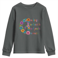 No Kings No Fascists No Tyrants No Nazis Youth Sweatshirt Resist Retro Boho Floral Peace Sign - Wonder Print Shop