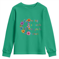 No Kings No Fascists No Tyrants No Nazis Youth Sweatshirt Resist Retro Boho Floral Peace Sign - Wonder Print Shop