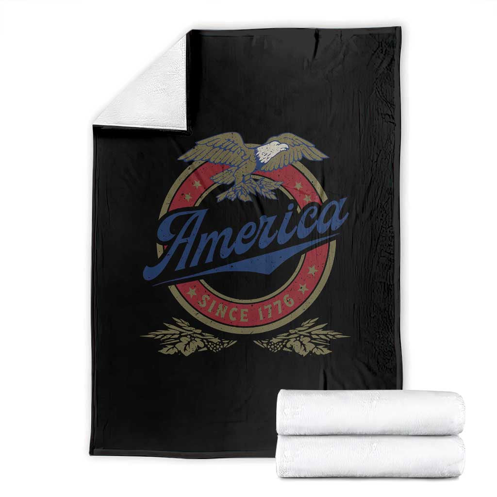America Since 1776 Throw Blanket 4th of July Retro Vintage Patriotic Eagle Pride - Wonder Print Shop