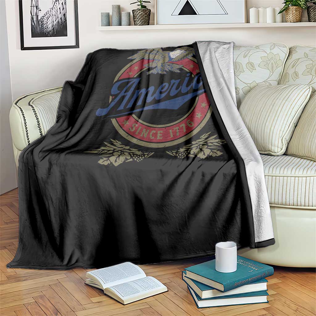 America Since 1776 Throw Blanket 4th of July Retro Vintage Patriotic Eagle Pride - Wonder Print Shop
