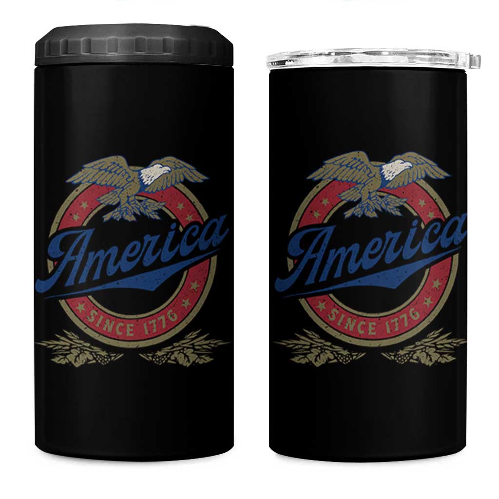 America Since 1776 4 in 1 Can Cooler Tumbler 4th of July Retro Vintage Patriotic Eagle Pride - Wonder Print Shop