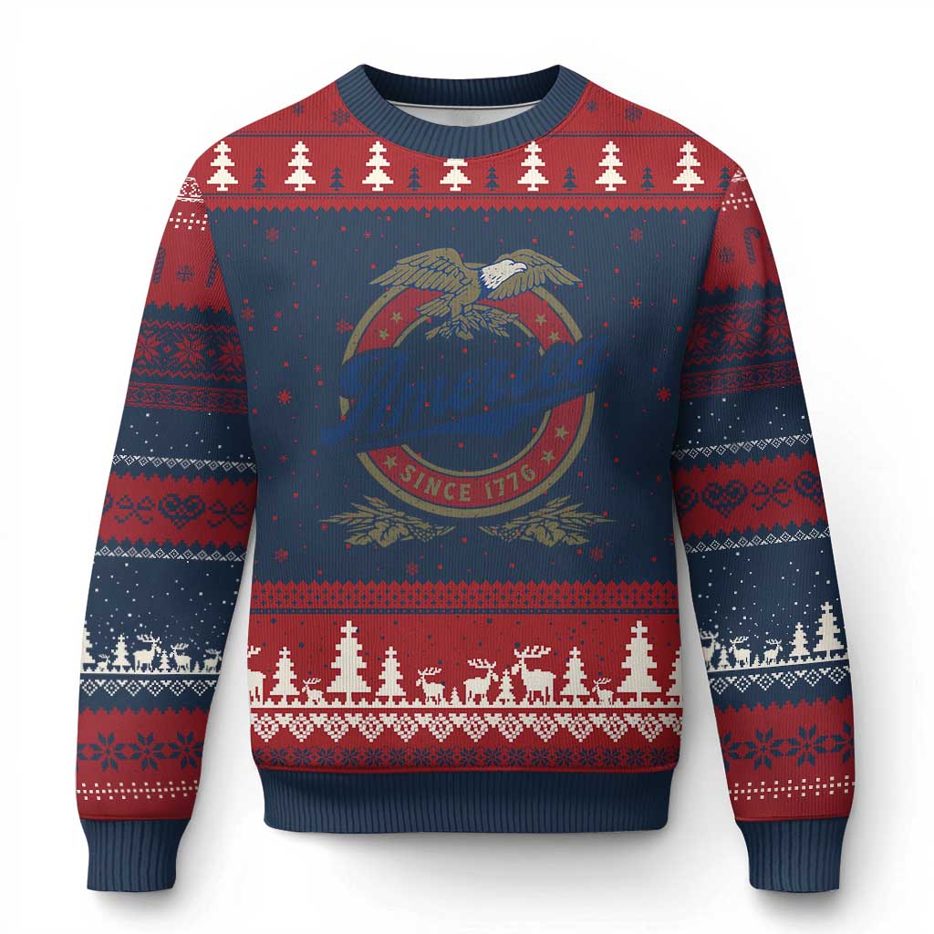America Since 1776 Ugly Christmas Sweater 4th of July Retro Vintage Patriotic Eagle Pride - Wonder Print Shop