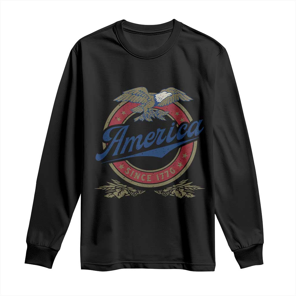 America Since 1776 Long Sleeve Shirt 4th of July Retro Vintage Patriotic Eagle Pride - Wonder Print Shop
